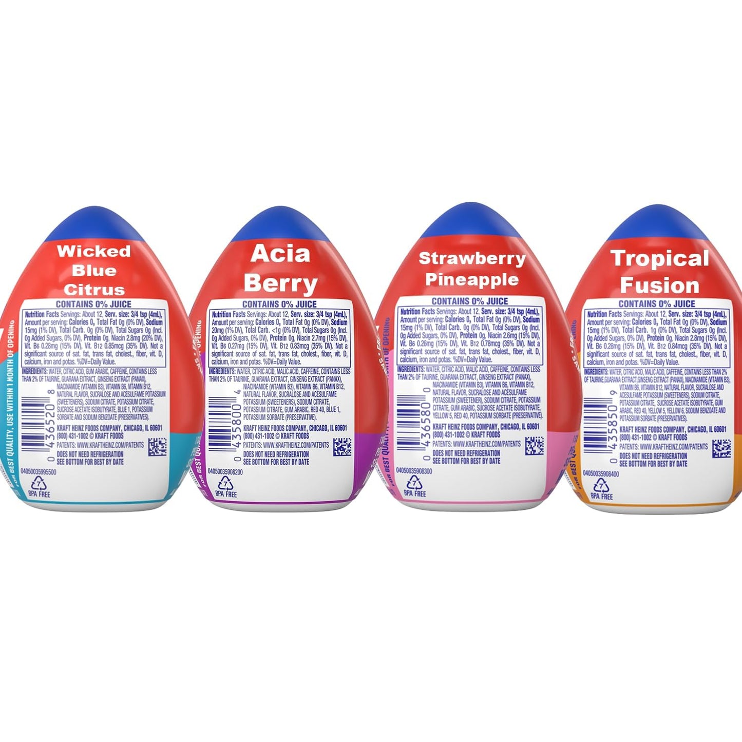 Mio Energy Water Enhancer Variety Pack, 4 Flavors, 1.62 fl oz, Zero Sugar, with Caffeine and B-Vitamins