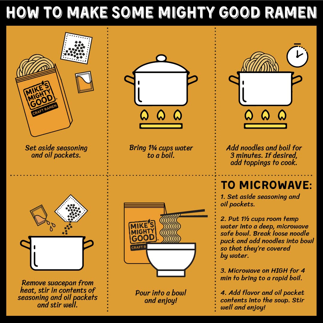Mike'S Mighty Good Ramen Chicken Noodle Soup Pillow Pack - Fried Garlic Chicken Ramen - Instant Ramen Noodles - Organic Non-Gmo