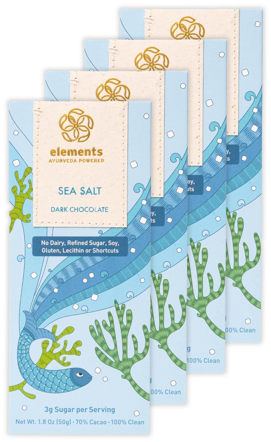 Elements Truffles Sea Salt Bar w/Turmeric - Heavy Metal Tested- Dairy Free Chocolate Bar - Paleo, Gluten Free, Non-GMO, Raw & Or