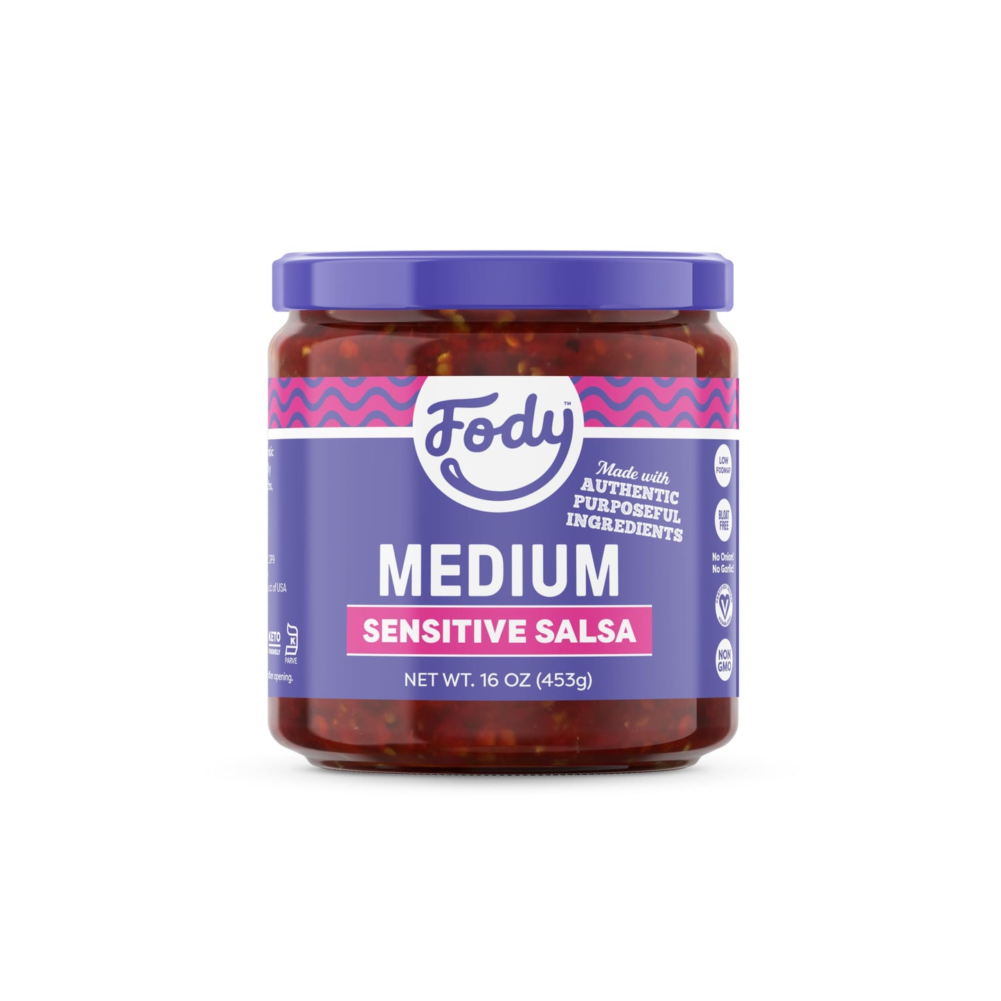 Fody Foods Vegan Medium Salsa, Chunky Tomato Jalapeno Salsa, Low Fodmap Certified, Sensitive Recipe, Gut & Ibs Friendly, 16 Ounc