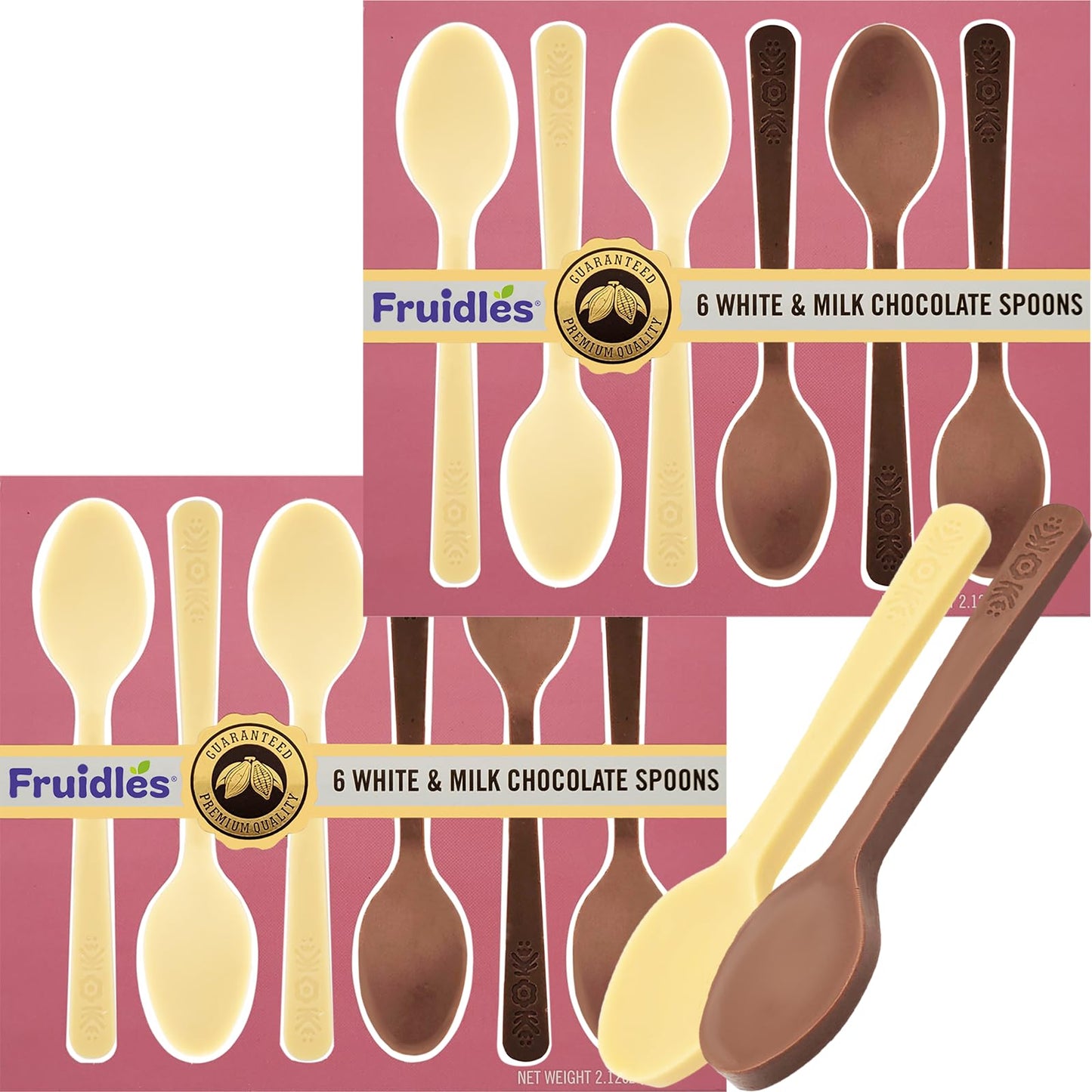 Fruidles Milk And White Chocolate Spoons, Candy Hot Chocolate Stirring, Gourmet Milk Cocoa Edible Spoon Stirrers, Non-GMO, Dairy