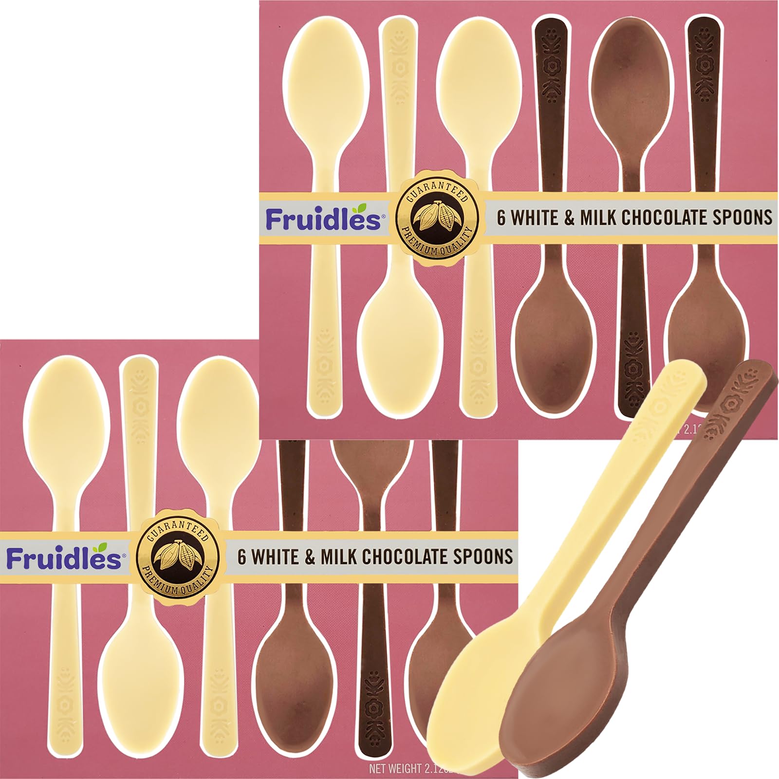 Fruidles Milk And White Chocolate Spoons, Candy Hot Chocolate Stirring, Gourmet Milk Cocoa Edible Spoon Stirrers, Non-GMO, Dairy