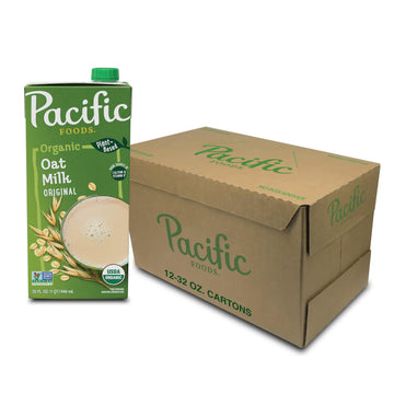Pacific Foods Original Organic Oat Milk, Plant Based Milk, 32 oz Carton (Pack of 12)