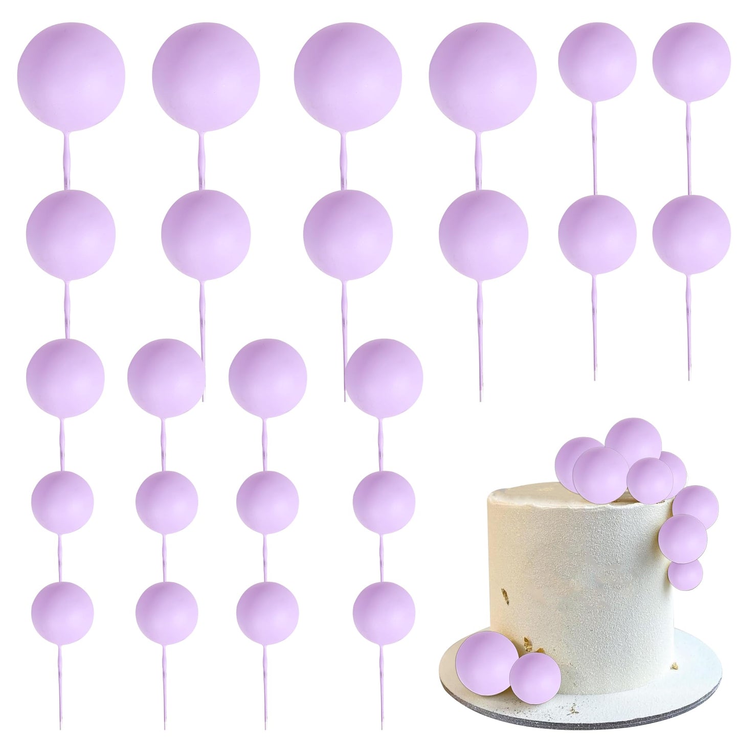 Rsstarxi Cake Toppers - 30 PCS Mini Balloon Foam Balls - Purple - Model XM402-Purple - Perfect for Baby Shower, Birthday, and Wedding Celebrations