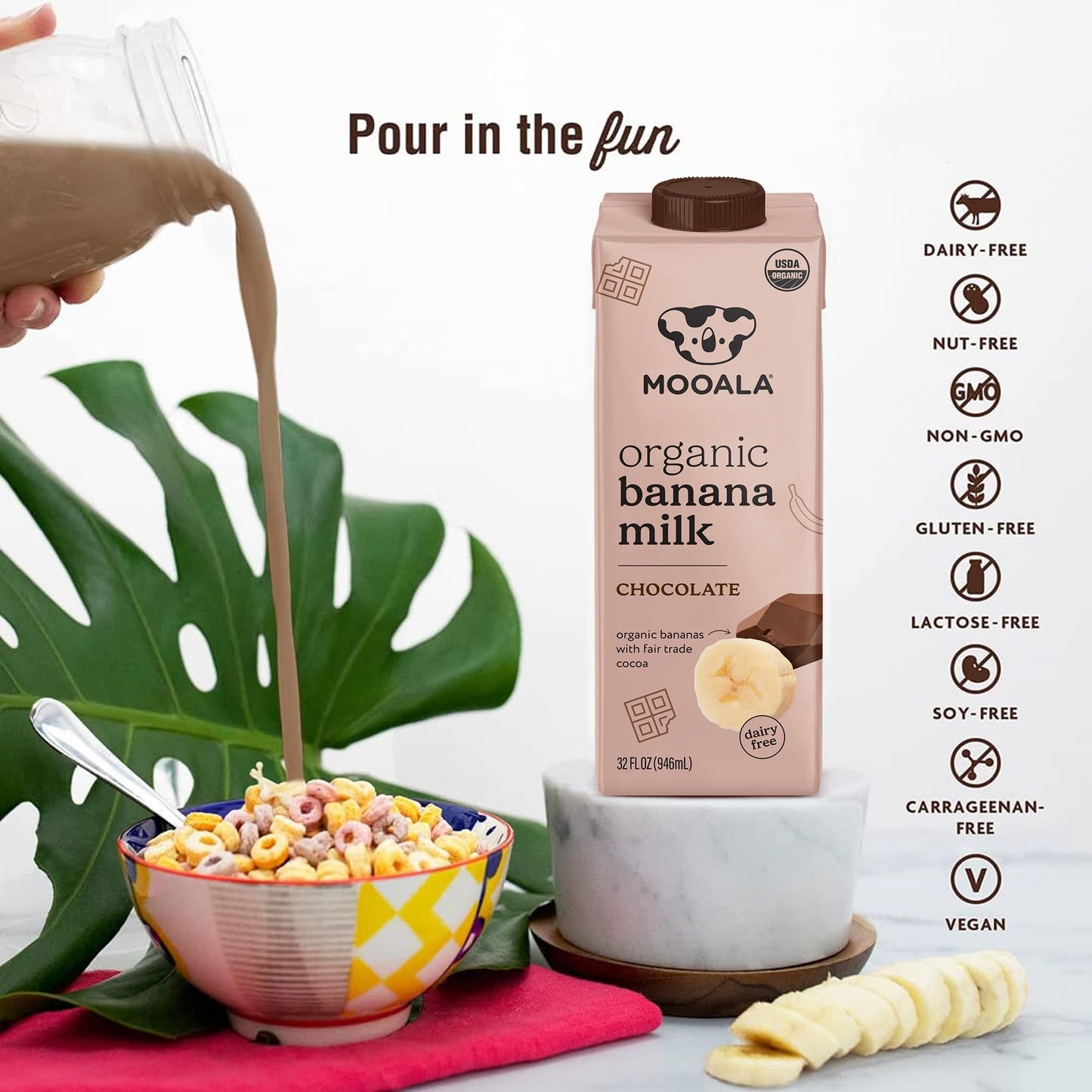 Mooala - Organic Chocolate Bananamilk, 32 fl oz (Pack of 6) - Shelf-Stable, Non-Dairy, Nut-Free, Gluten-Free, Plant-Based Bevera