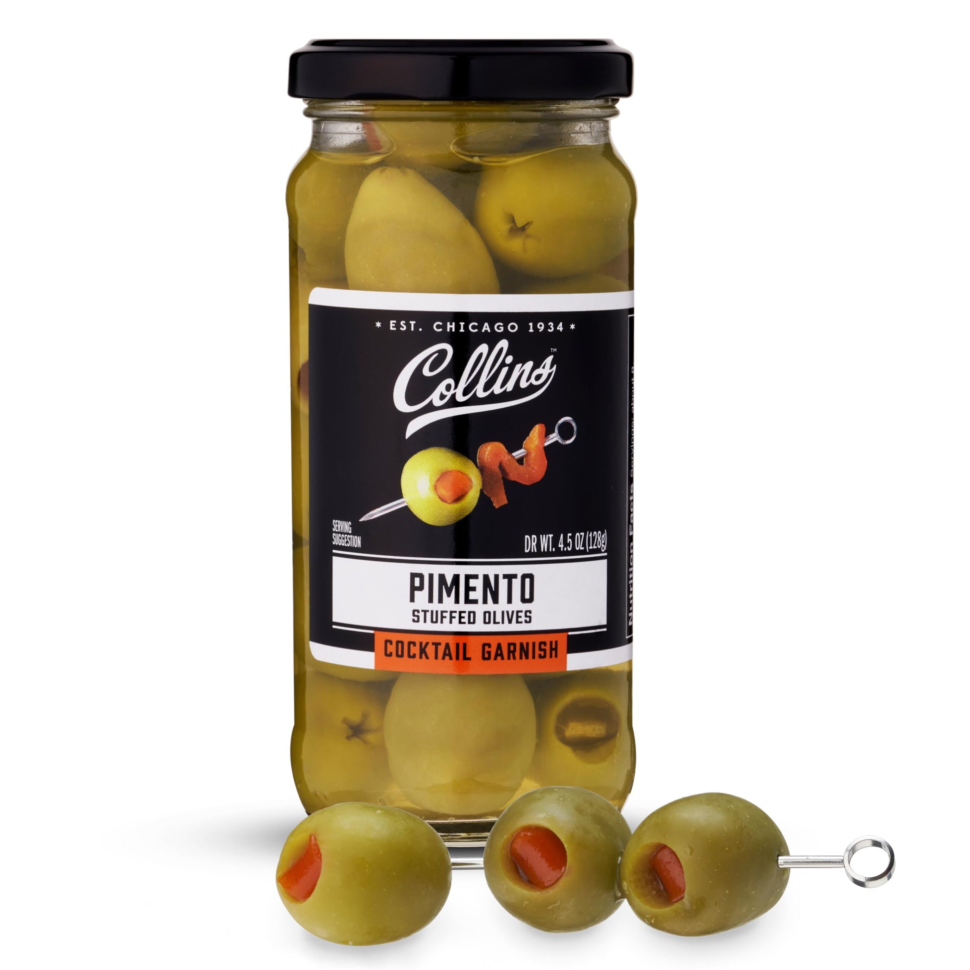 Collins Gourmet Pimento Olives | Premium Garnish | 5oz | 4.5 Ounce