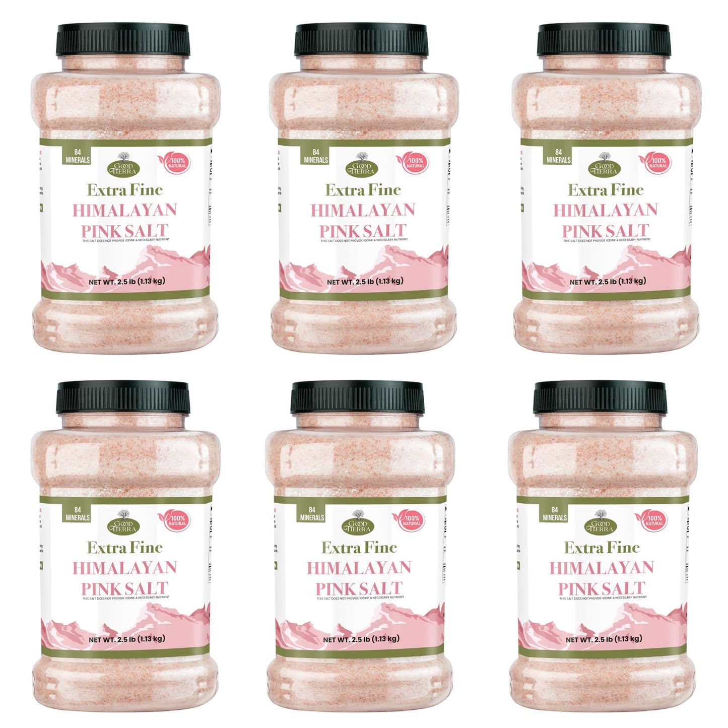 GOOD TIERRA Himalayan Pink Salt - Extra-Fine Grain, 2.5 lb (Pack of 6)