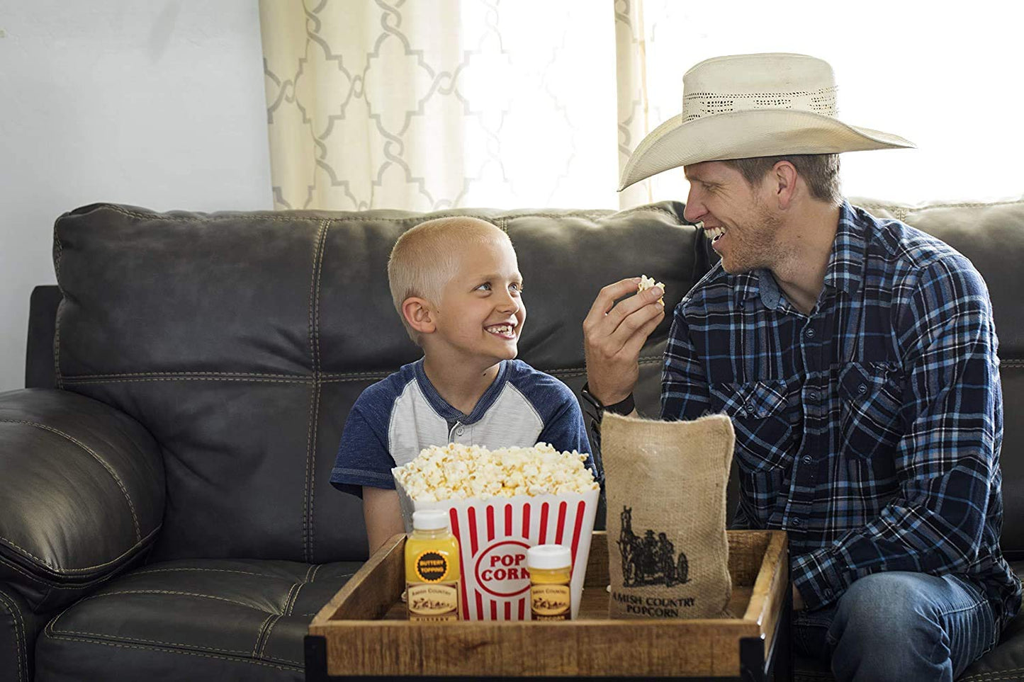 Amish Country Popcorn | 3-2 lb Bags | 6 lb Burlap Variety Set | Medium White - Medium Yellow - Rainbow Popcorn Kernels | Old Fas