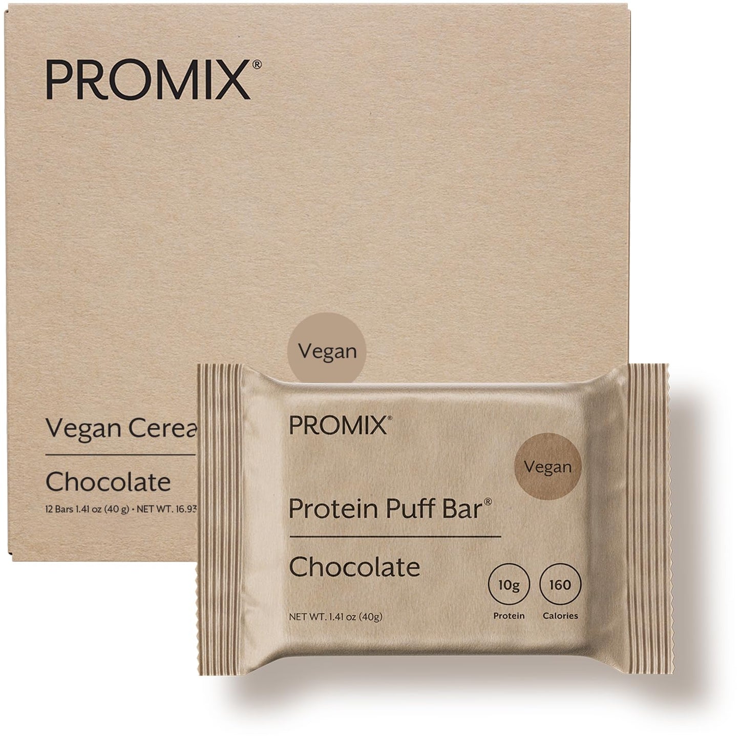 Promix Nutrition Vegan Protein Puff Bars | High Protein, Low Calorie Marshmallow Crispy Treat | Kosher, Soy Free - French Vanilla