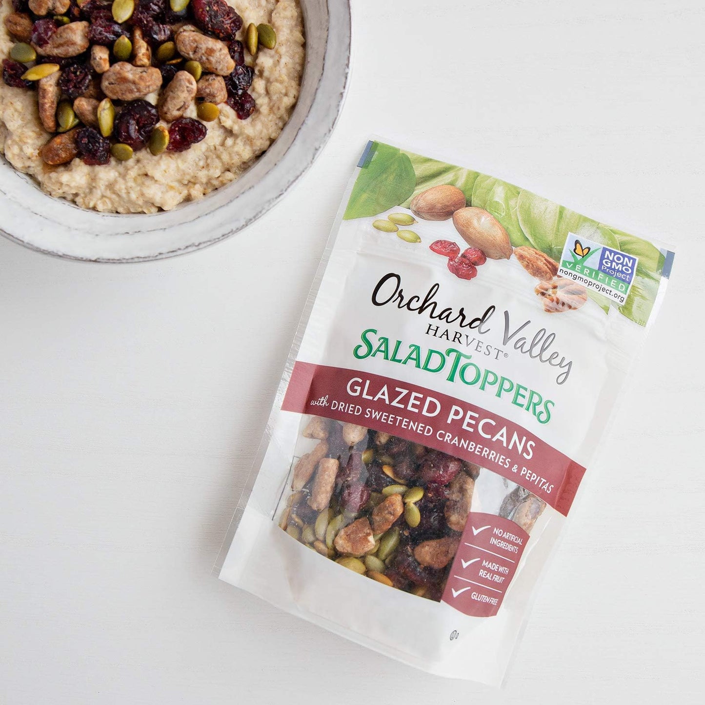 Orchard Valley Harvest Glazed Pecans Salad Toppers 0.85 Ounce Bags (Pack Of 15) With Cranberries And Pepitas Non-Gmo No Artifici