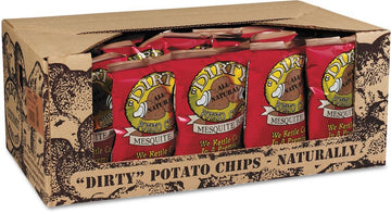 Dirty Kettle Potato Chips, Mesquite BBQ, 2 oz. Bag, 25 Count - Gluten Free, Skins On, Crunchy Chips, Sweet and Smoky BBQ Flavor,