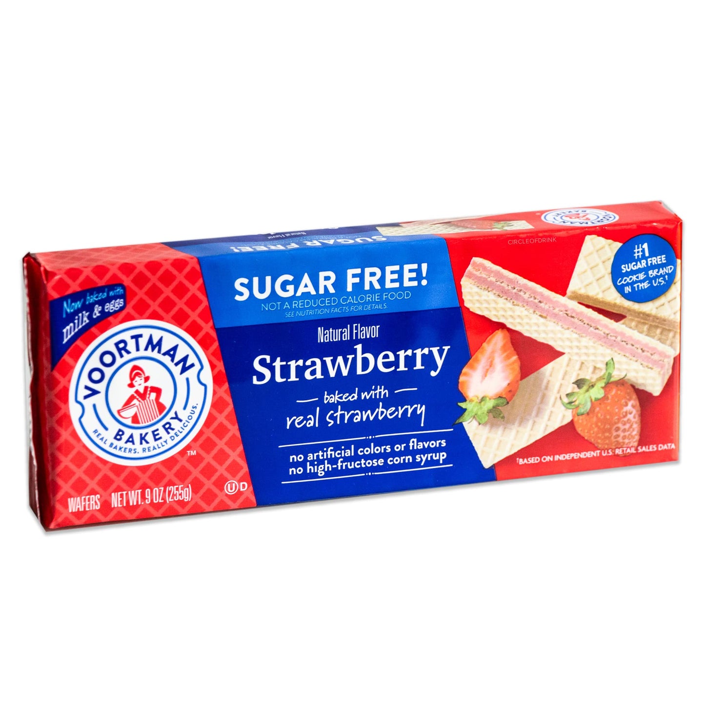 Voortman Sugar Free Wafers - Variety Pack - Strawberry (1, 9Oz Pack) - Vanilla (1, 9Oz Pack) - Chocolate (1, 9Oz Pack) - Baked With Real Ingredients