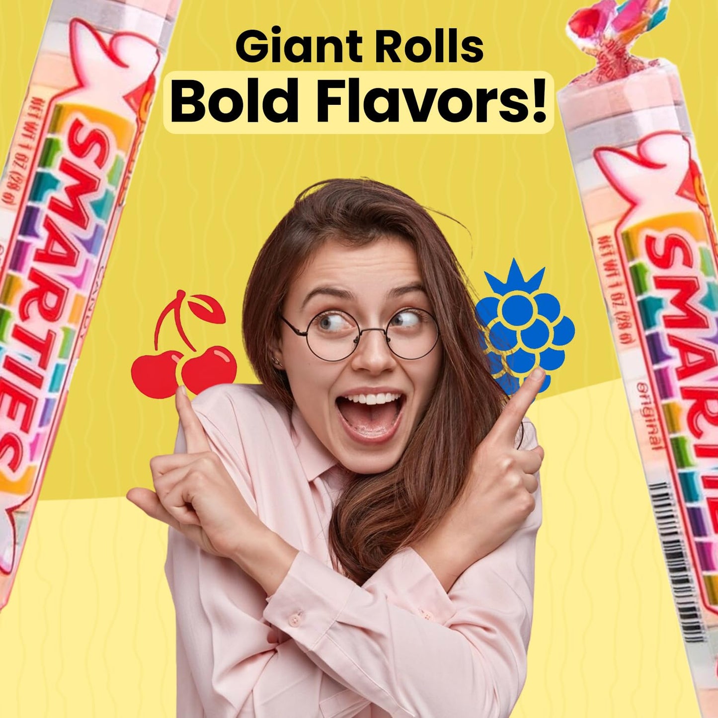 Smarties Candy Rolls, Giant 34 Ounce Counter Top Box, 36 Count, Orange