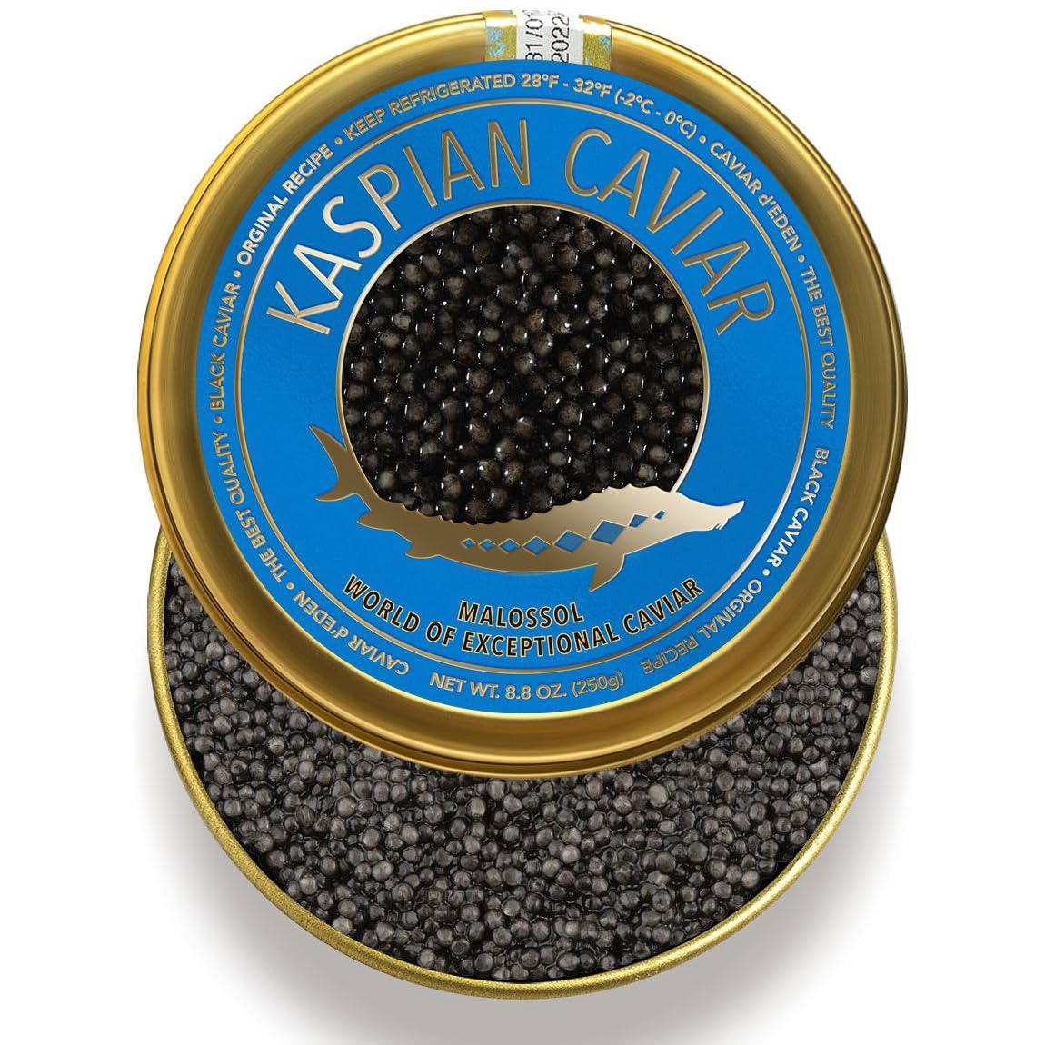 ???????????????????? Kaspian Collection - Premium Osetra Sturgeon Black Caviar - 1.8 Oz / 50 G In Metal Jar - Black Caviar With