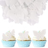 Gyufise 50Pcs Wafer 3D White Cupcake Toppers DIY Realistic Butterfly Dessert Decoration for Birthday Party Wedding Food Decorati