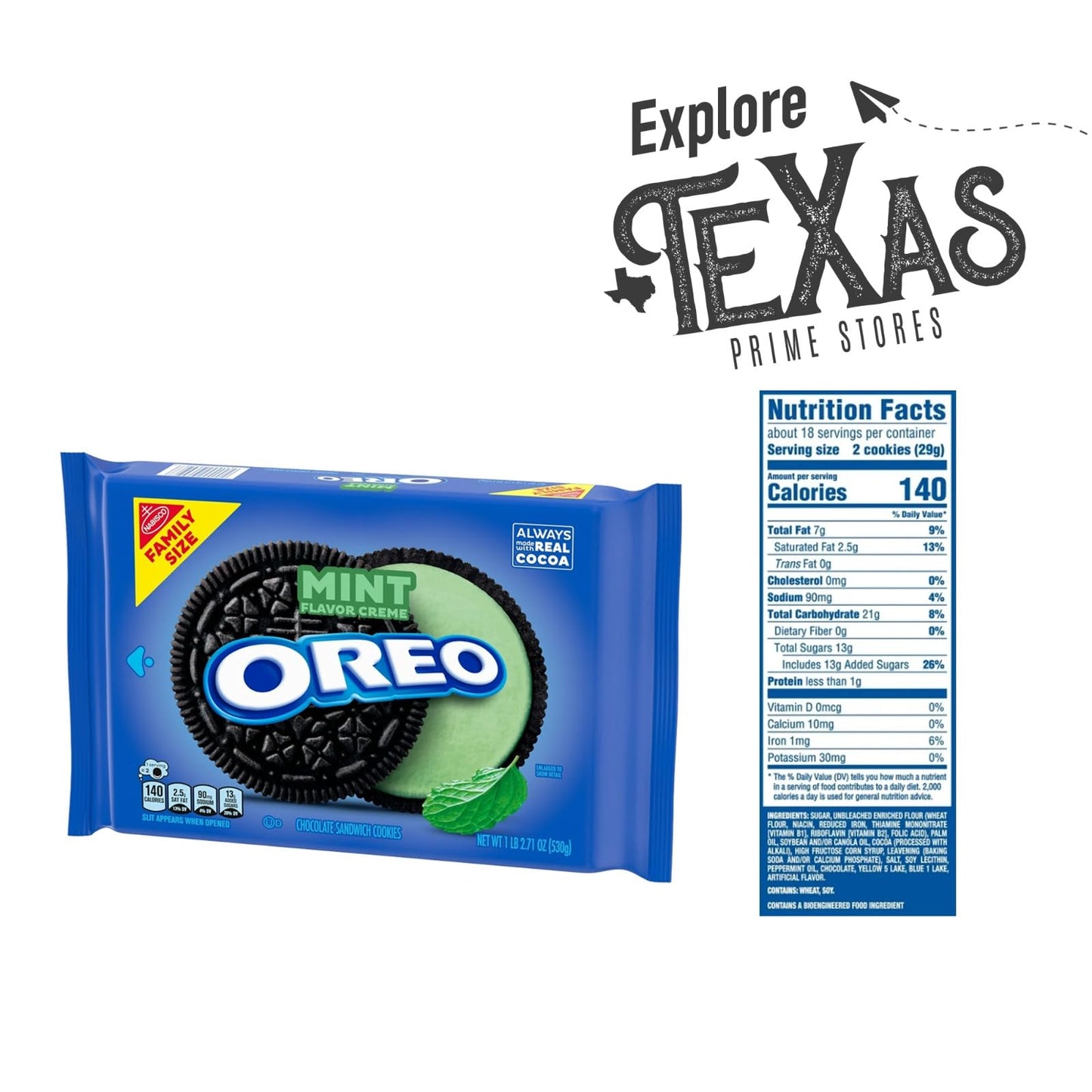 Oreo Flavored 4- Pack Of Mint Creme Sandwich Cookies, Family Size Pouch 18.12 Oz + 1 Freebie By Lavinia Essentials
