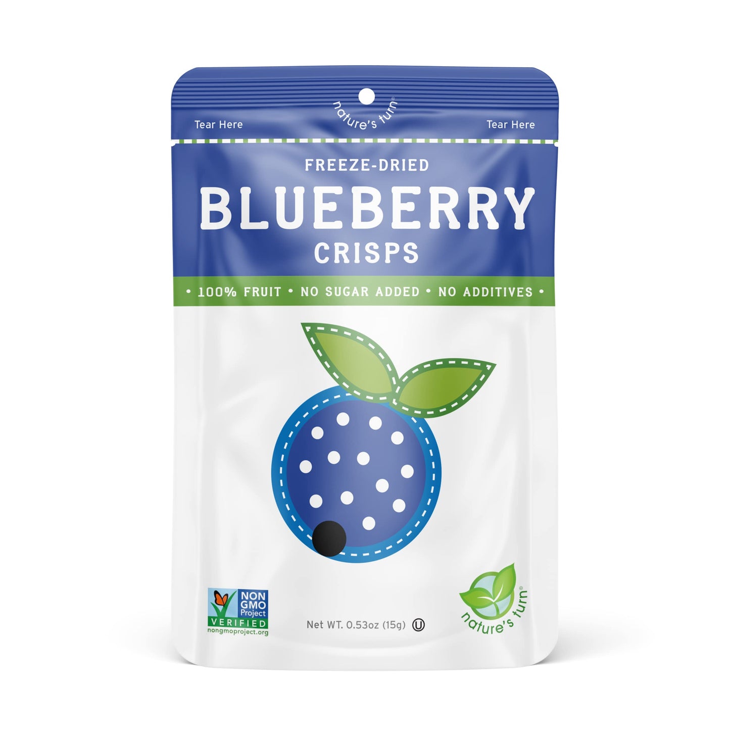 Natures Turn Freeze-Dried Blueberry Crisps - Healthy, Gluten-Free, Crispy & Delicious, Plant-Based Snack, Ideal for Cereal, Smoo