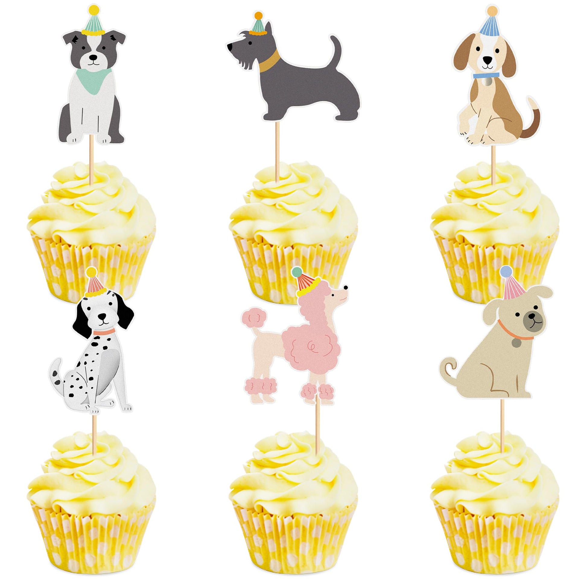 36 Pack Pet Dog Cupcake Toppers Dog Birthday Party Supplies Picks Baby Shower Kid Dog Lover Cake Decorations Supplies