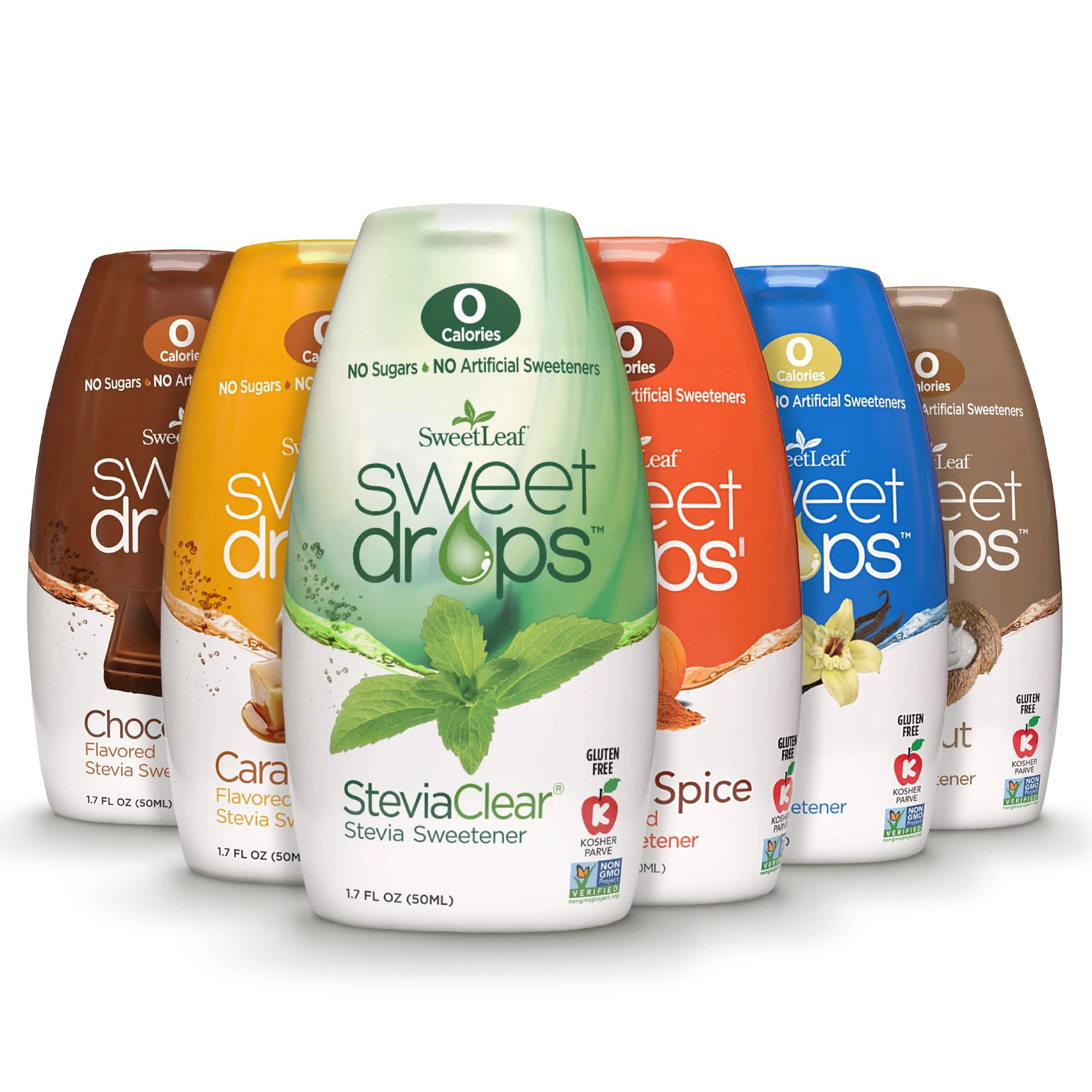 SweetLeaf Sweet Drops Variety Pack, 6 Flavors - 10 Fl Oz (Pack of 6), Clear