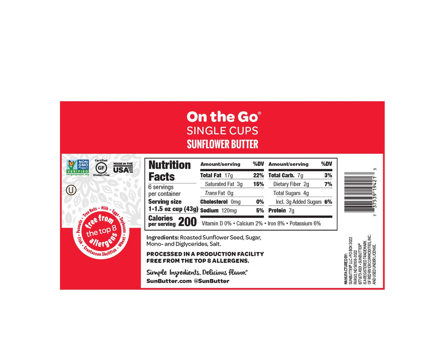 SUNBUTTER Creamy Sunbutter Cups On The Go, 9 OZ