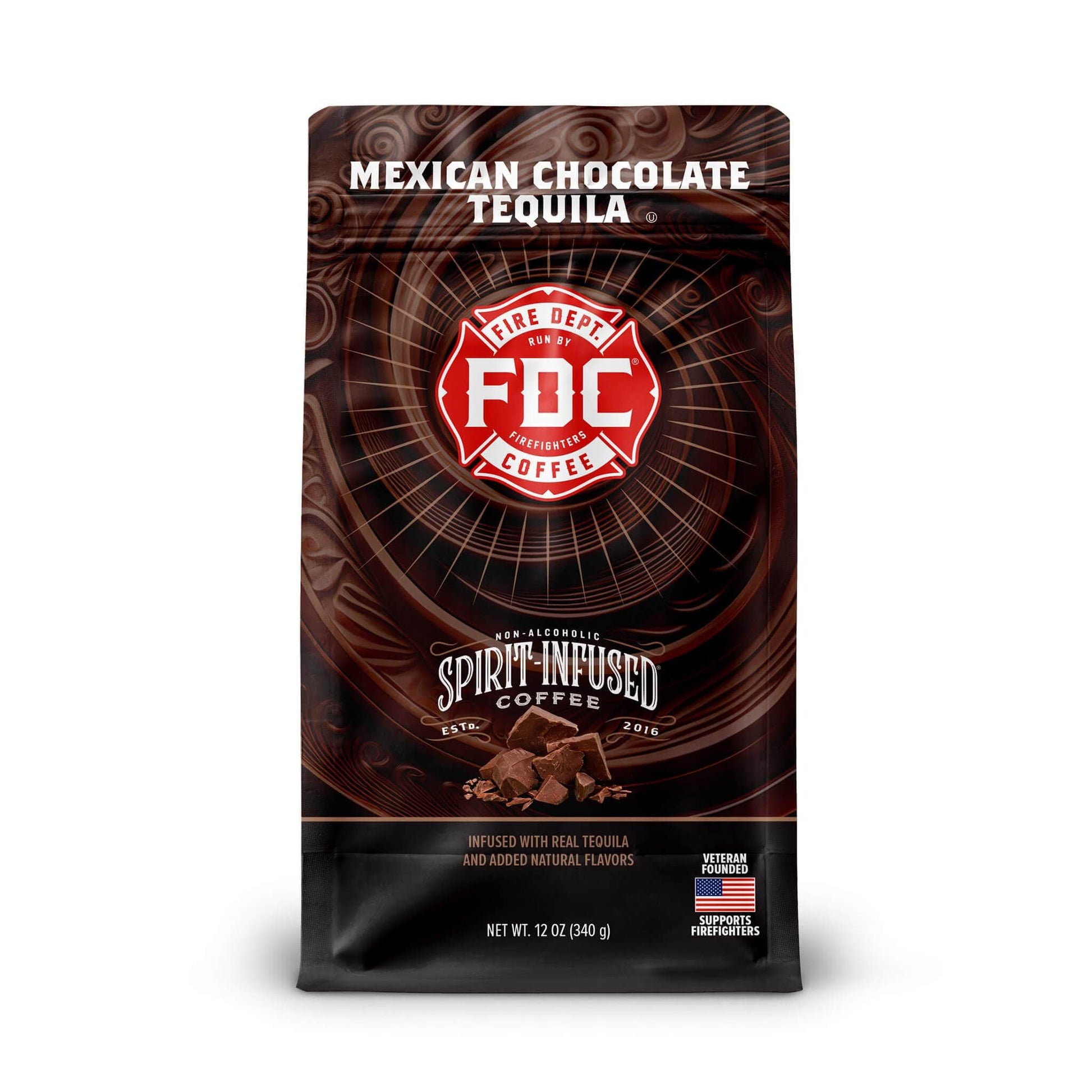 Fire Department Coffee Mexican Chocolate Tequila Infused Whole Bean Coffee - Medium Roast - 12 oz - Veteran Owned