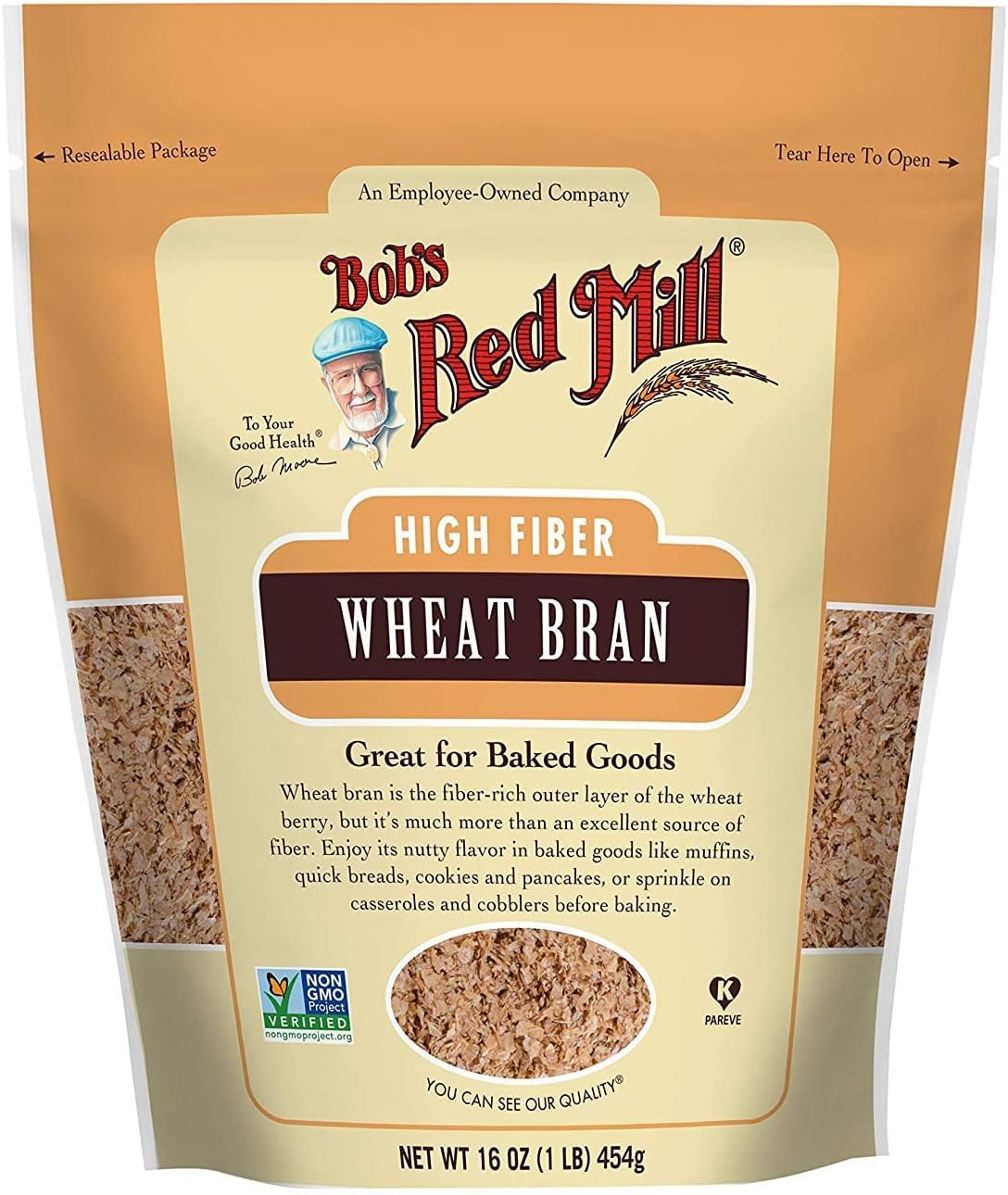 Bob's Red Mill Wheat Bran, 16oz (Pack of 1) - Non GMO, Vegan, Kosher