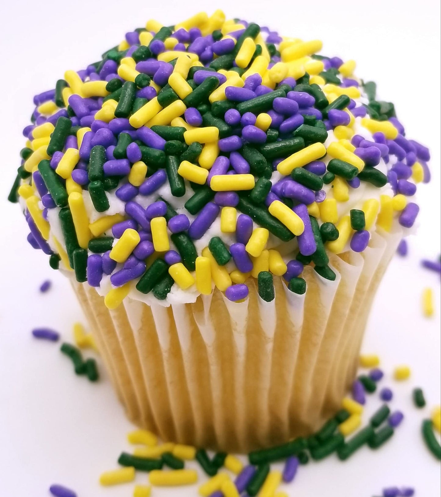Ncs Purple, Yellow, And Green Edible Jimmies Mix Sprinkles, 8 Ounces - Great For Cupcakes, Cookies, Cakes, Cakes Pops