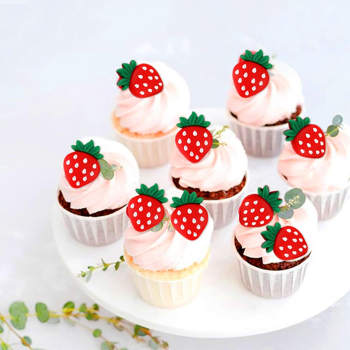 Keaziu 25 Pack Red Strawberry Cupcake Toppers Strawberry Theme Party Cupcake Picks For Birthday Wedding Party Baby Shower Summer