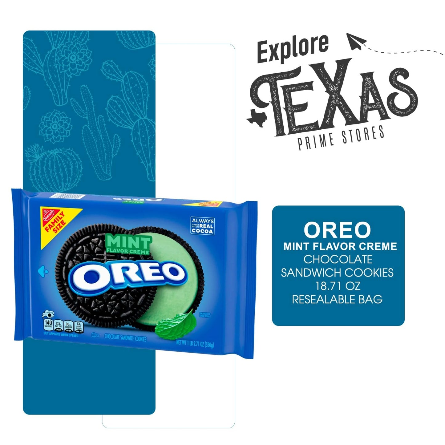 Oreo Flavored 4- Pack Of Mint Creme Sandwich Cookies, Family Size Pouch 18.12 Oz + 1 Freebie By Lavinia Essentials