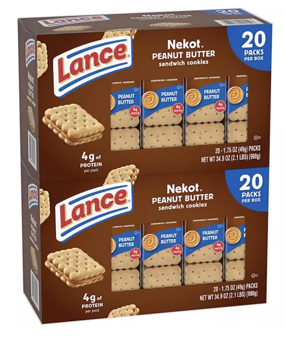 Lance Nekot Peanut Butter Sandwich Cookies (1.75 oz., 40 packs) (2 packs of 20)