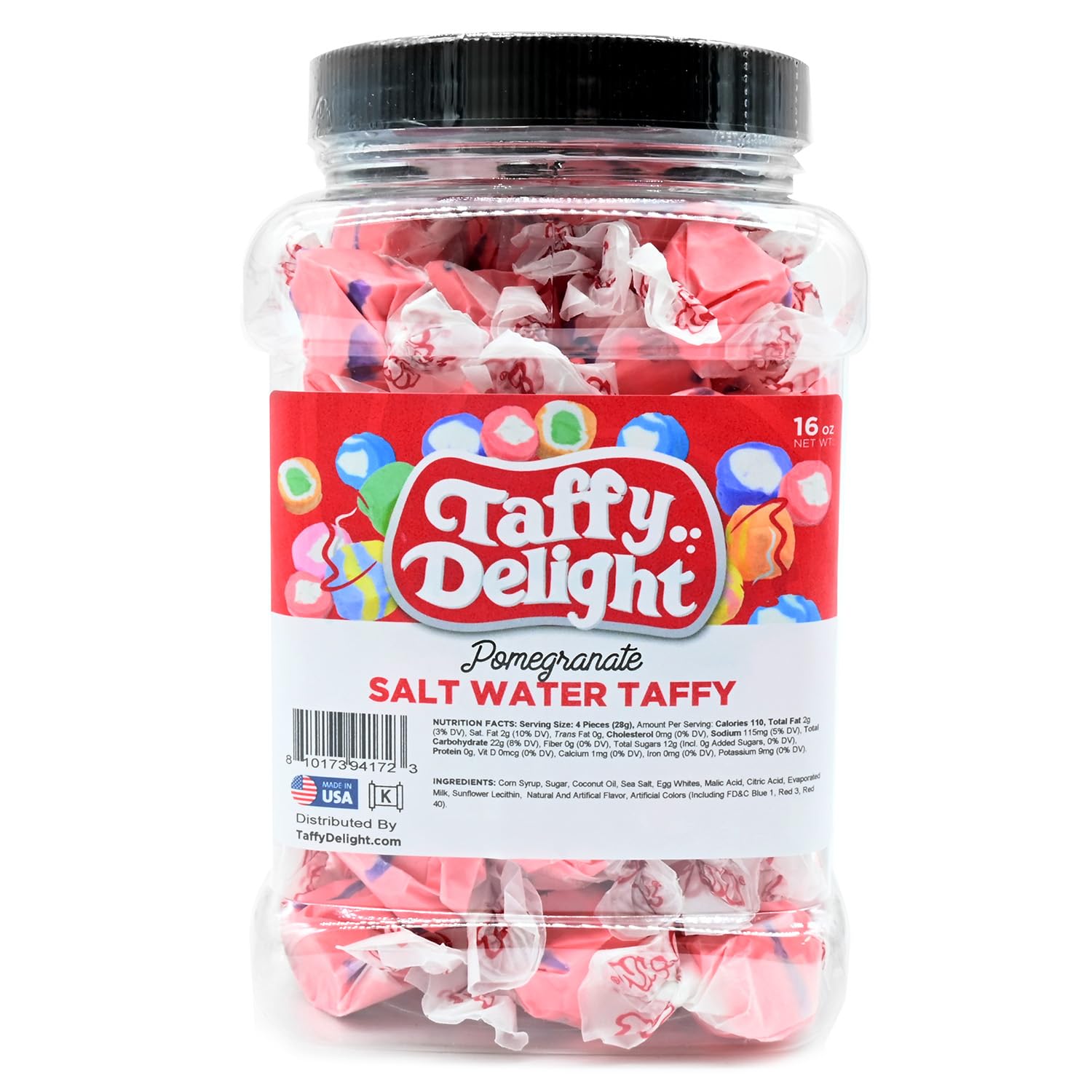 Taffy Delight Salt Water Taffy (16oz, Pomegranate)