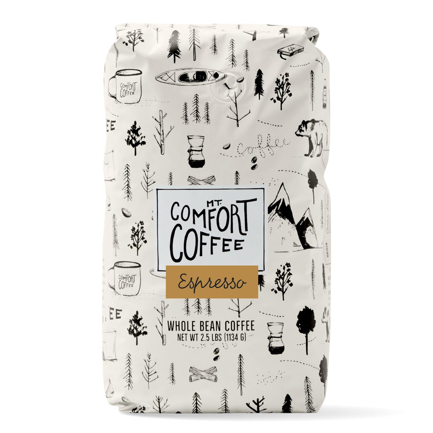 Mt. Comfort Coffee Espresso Roast, Whole Beans, Flavor Notes of Chocolate & Caramel, 40 Ounce (2.5lb)