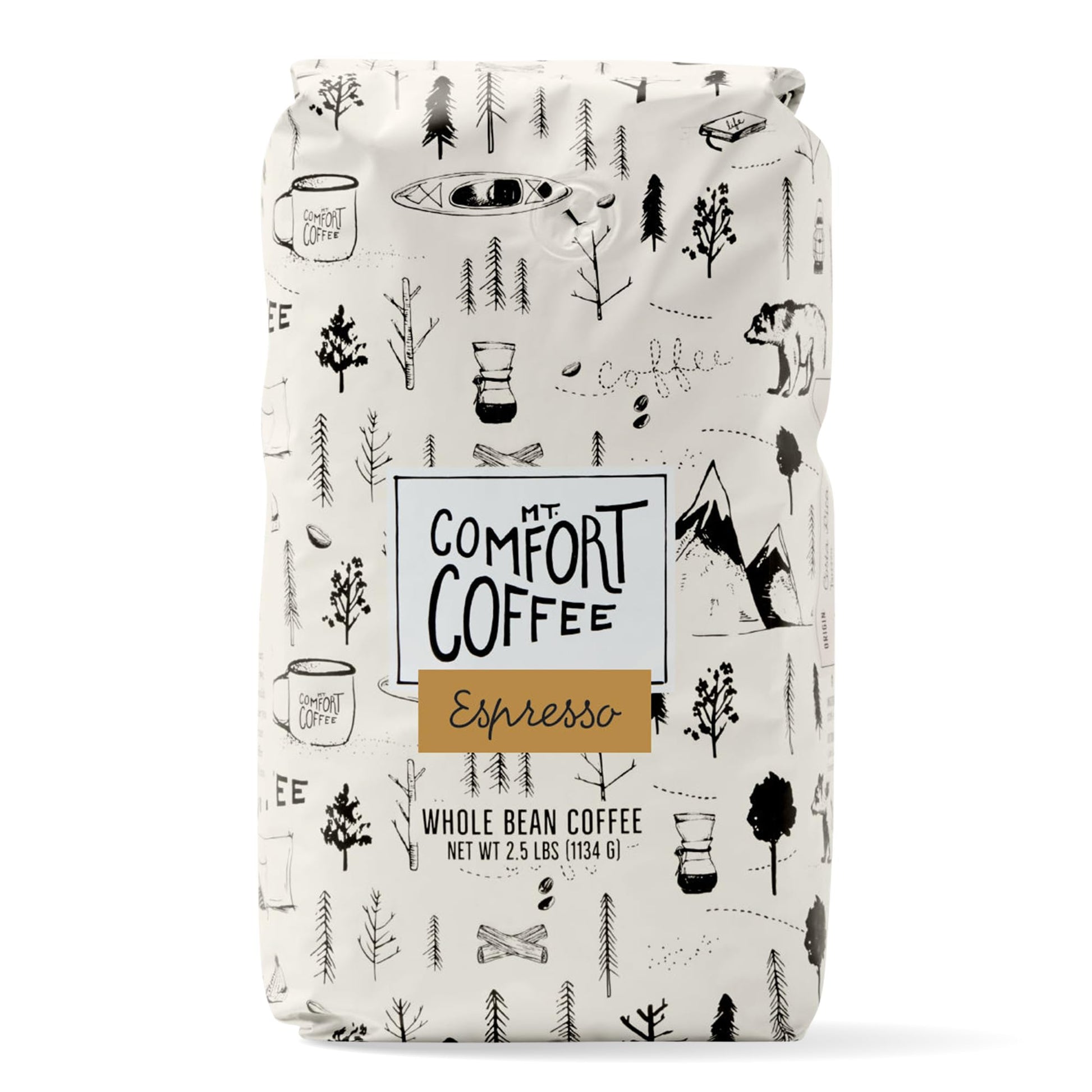Mt. Comfort Coffee Espresso Roast, Whole Beans, Flavor Notes of Chocolate & Caramel, 40 Ounce (2.5lb)