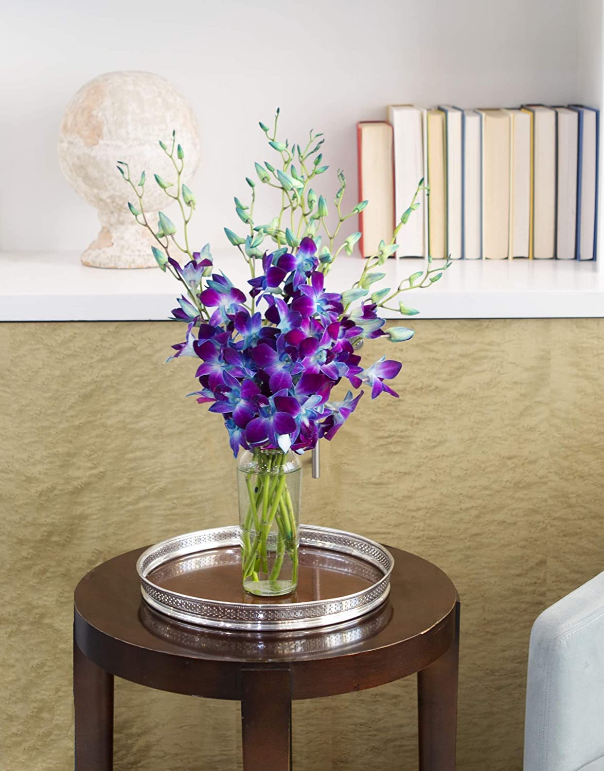 KaBloom Flowers - Exotic Sapphire Orchid Bouquet of Blue Orchids Without Vase - Gift for Birthday  Sympathy  Anniversary  Get Well  Valentine  Mothers Day Fresh Flowers