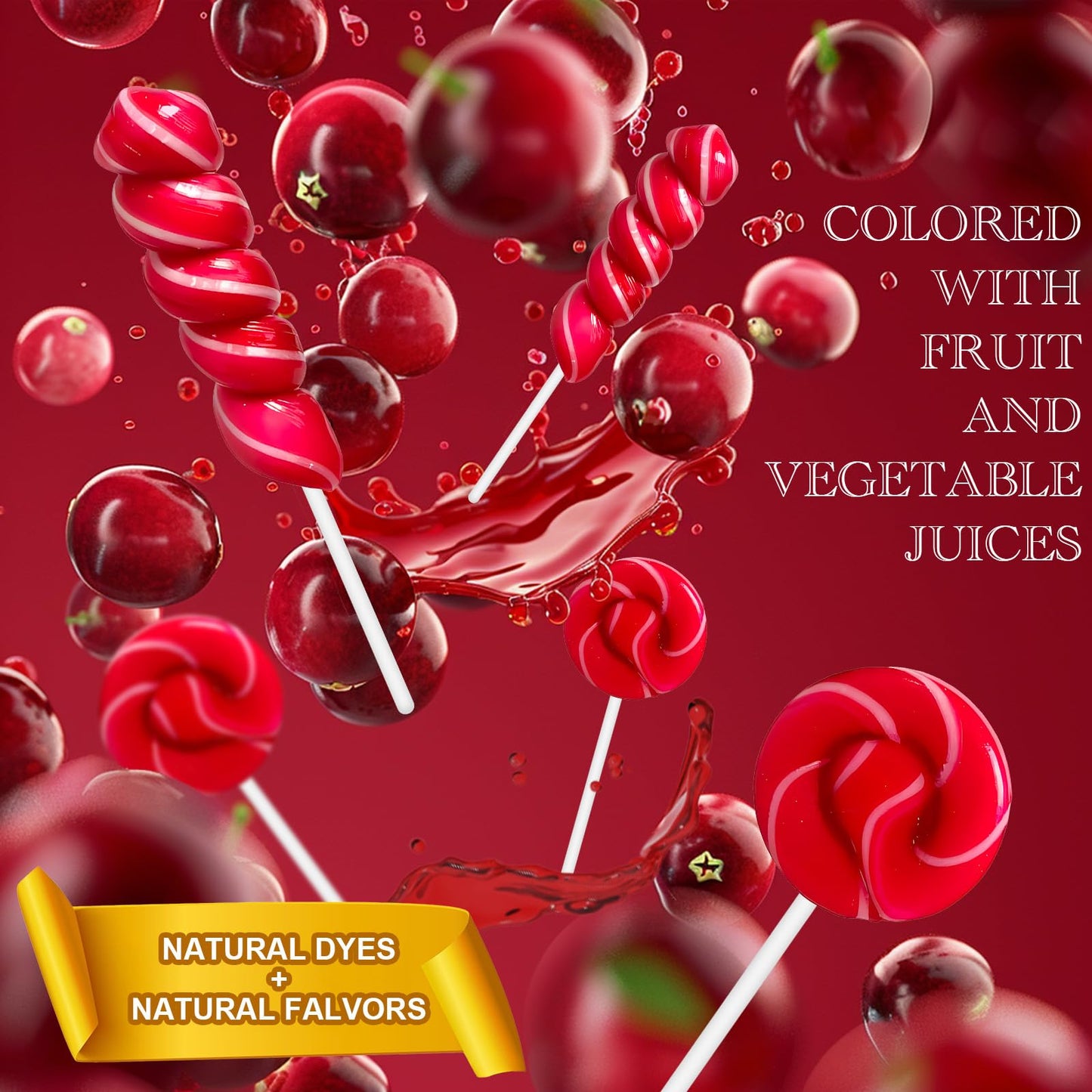 ZOFIA SWEET Suckers Lollipop, 32 Count, Red and White Twist and Swirl, Allergy Friendly, Natural Dyes and Flavors, Model HLWQYT-N-RW