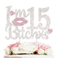 Laskyer I'M 15Th Funny Birthday Pink Rhinestone Cake Topper - Happy 15Th Birthday Cheers To 15 Years Old Fifteen Bday Party Meta