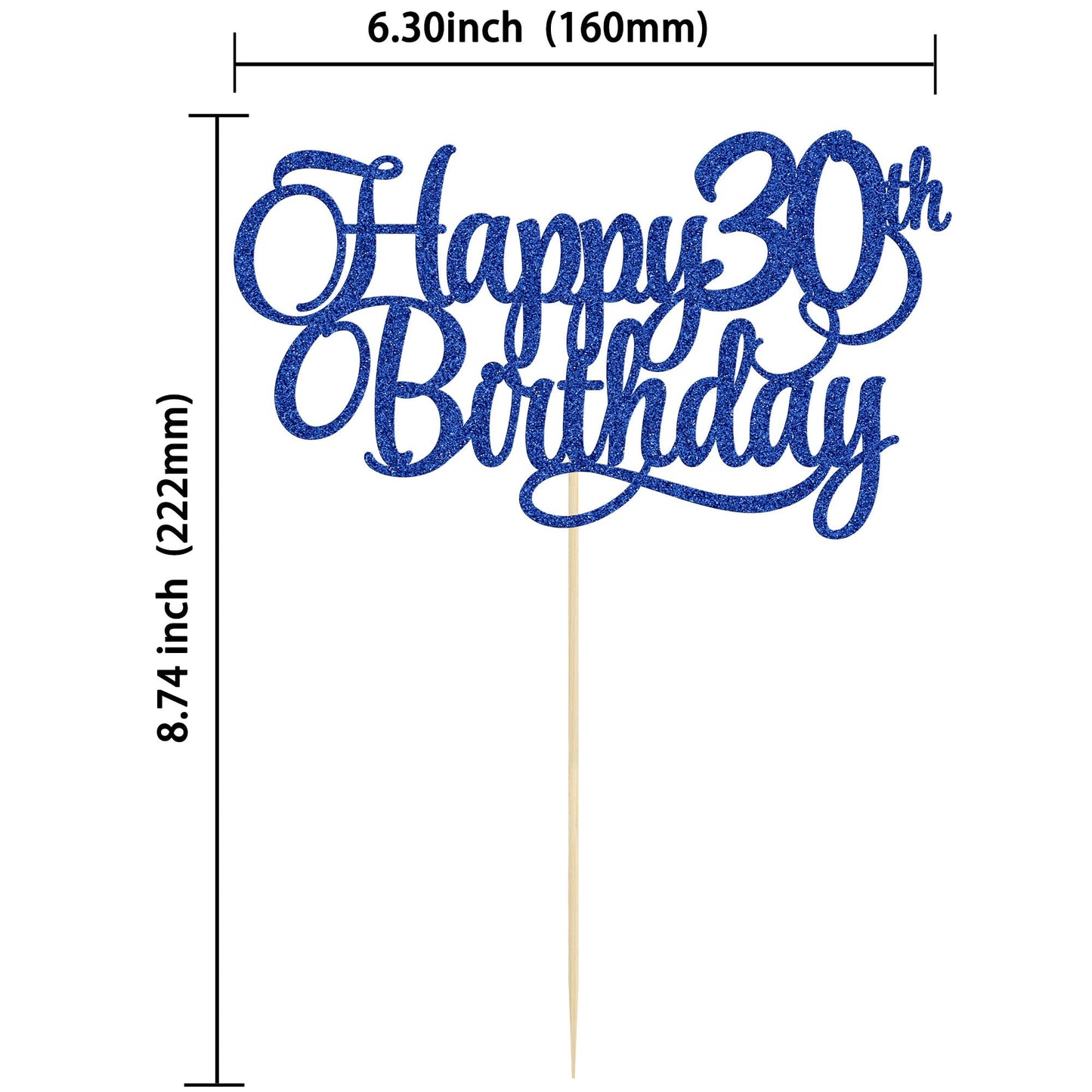 1 Pack Happy 30Th Birthday Cake Topper Blue Glitter Number 30 Thirty Years Old Birthday Cake Pick Decoration For 30Th Birthday C