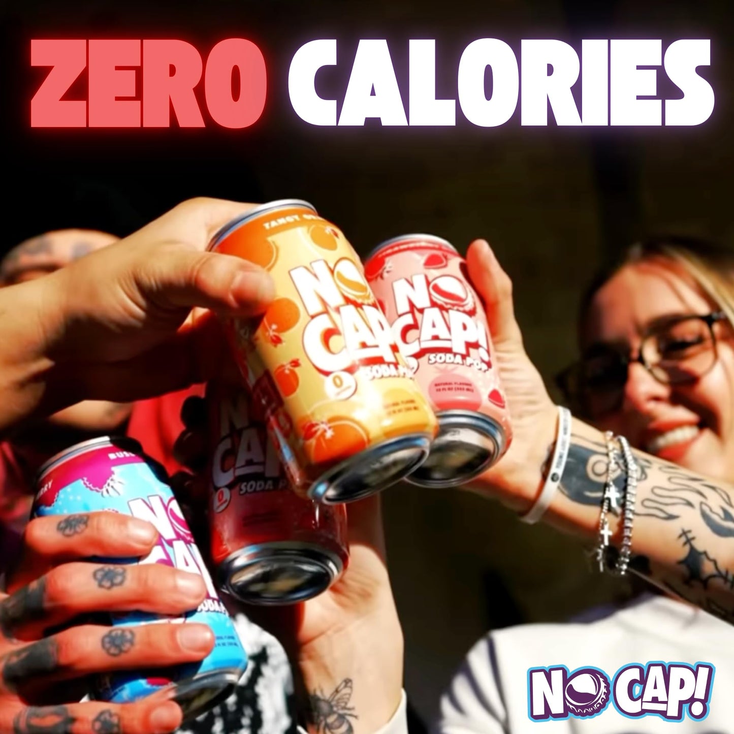 NO CAP! Soda Pop, Healthy Soda Alternative, Zero Sugar, Caffeine Free, Vegan, 12 oz Cans, Variety Pack, 12 Pack