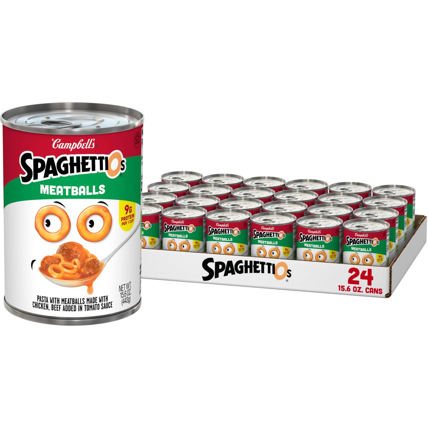 SpaghettiOs Canned Pasta with Meatballs  Healthy Snack for Kids and mature-themeds  15.6 OZ Can (Pack of 24)