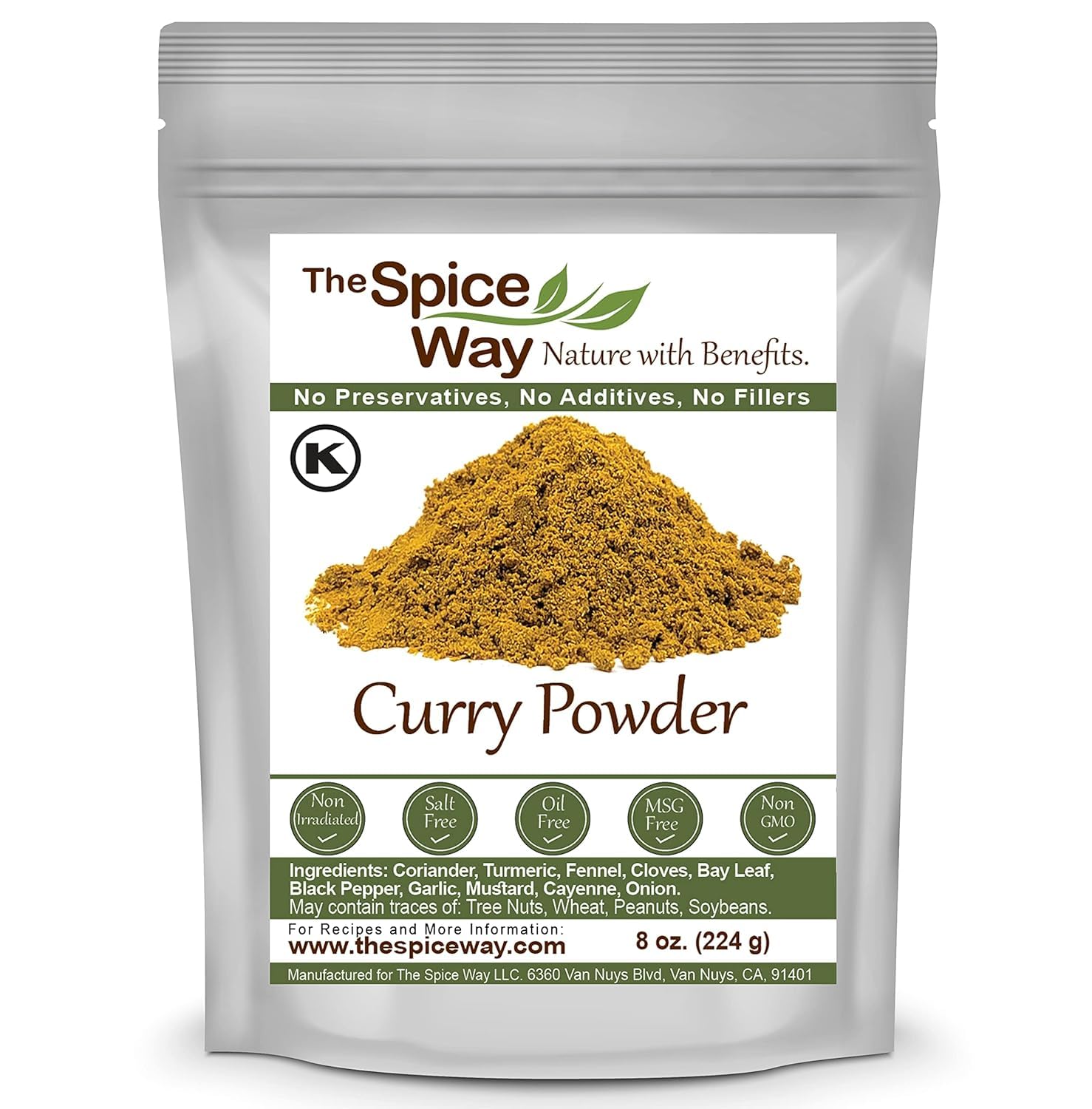 The Spice Way Curry Powder - Authentic Seasoning, Salt Free, No Preservatives, No Fillers 8 Oz