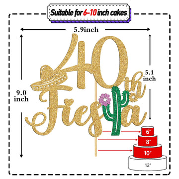 Tivurcia 40Th Fiesta Cake Topper, Cheers To 40 Years/Taco Bout 40 Cake Decor,Tropical Hawaiian Mexican Summer Themed Happy 40Th