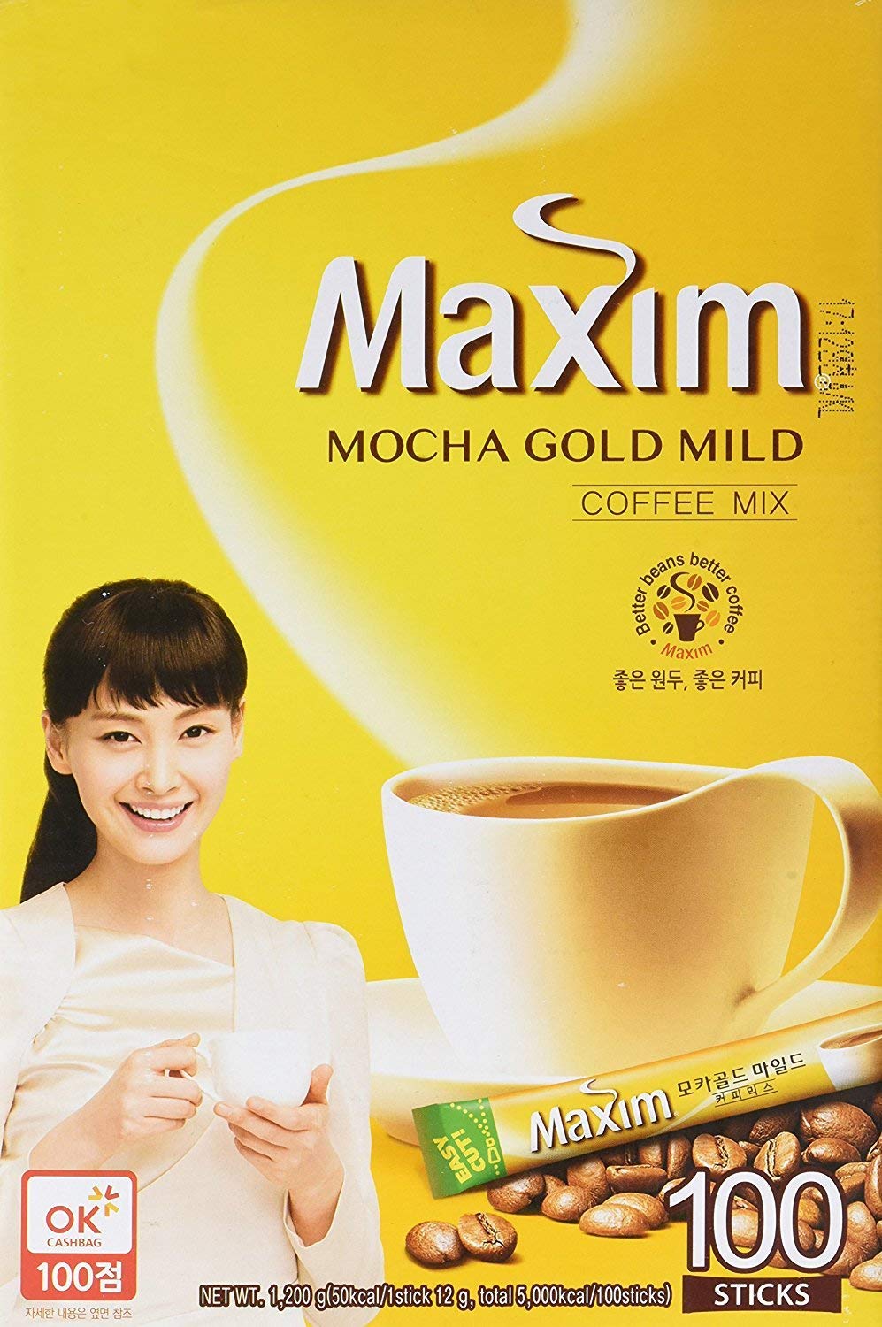 Maxim Coffee Mix, Instant Coffee (11.8 G / Pk) (Mocha Gold Mild, 100 Pk X 2)
