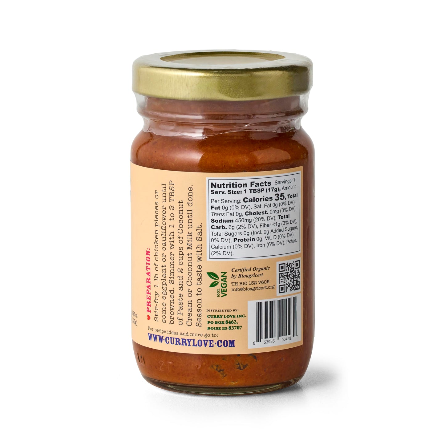 Red Thai Curry Paste Organic. Vegan. Dairy Free. Sugar Free. Keto Friendly. Made In Thailand. 4.23 Oz Glass Jar