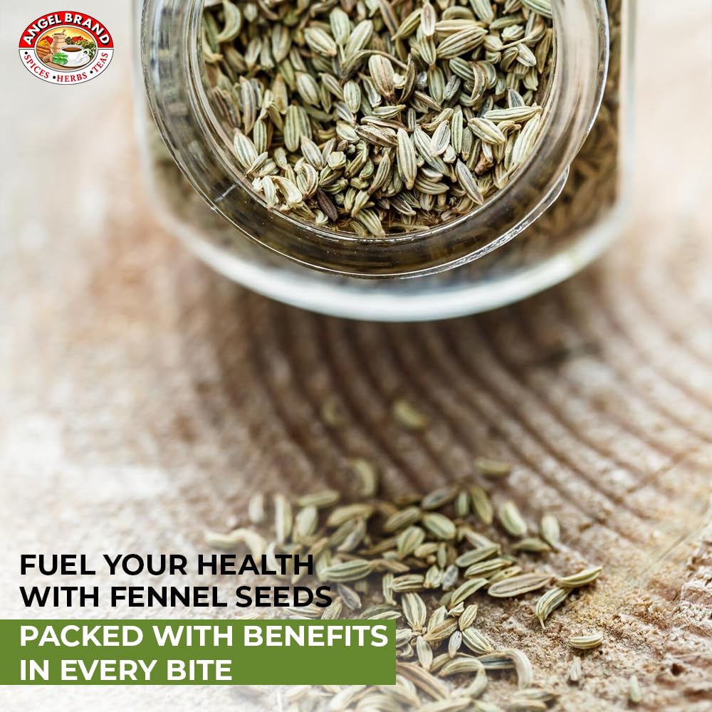 Angel Brand Fennel Seed 13Oz Bottle - Whole Fennel Seeds For Cooking, Seasoning, And Herbal Tea - Perfect For Mediterranean, Ind