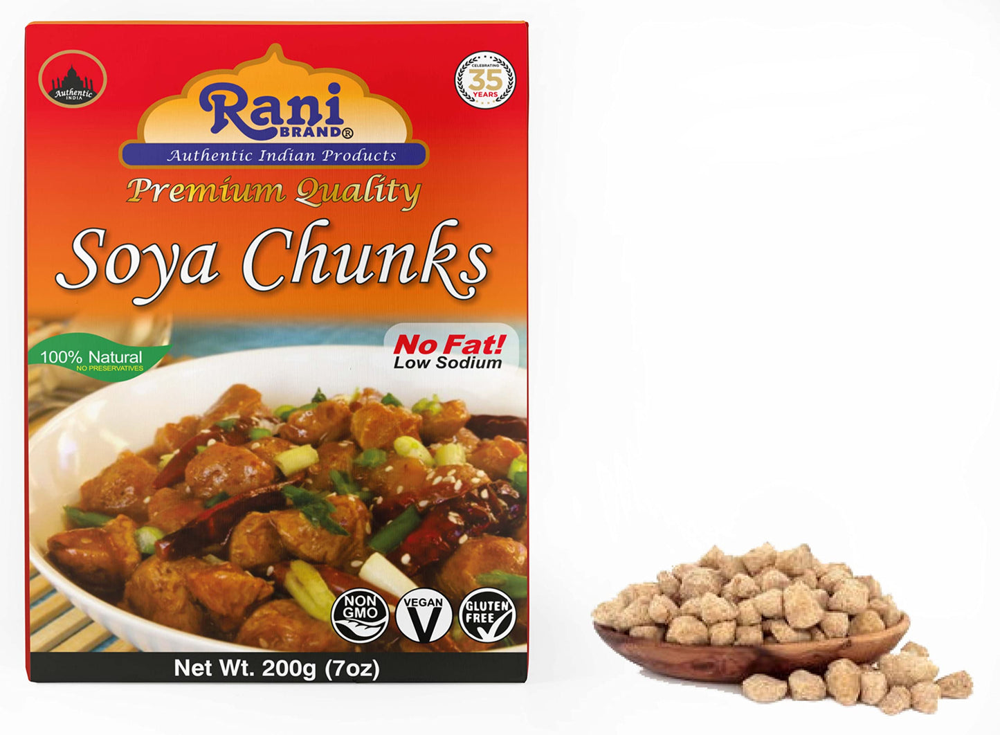 Rani Soya Chunks Nuggets (High Protien) 7Oz (200G) ~ All Natural, Salt-Free | Vegan | No Colors | Gluten Friendly | Non-Gmo | Kosher | Indian Origin | Meat Alternate Substitute