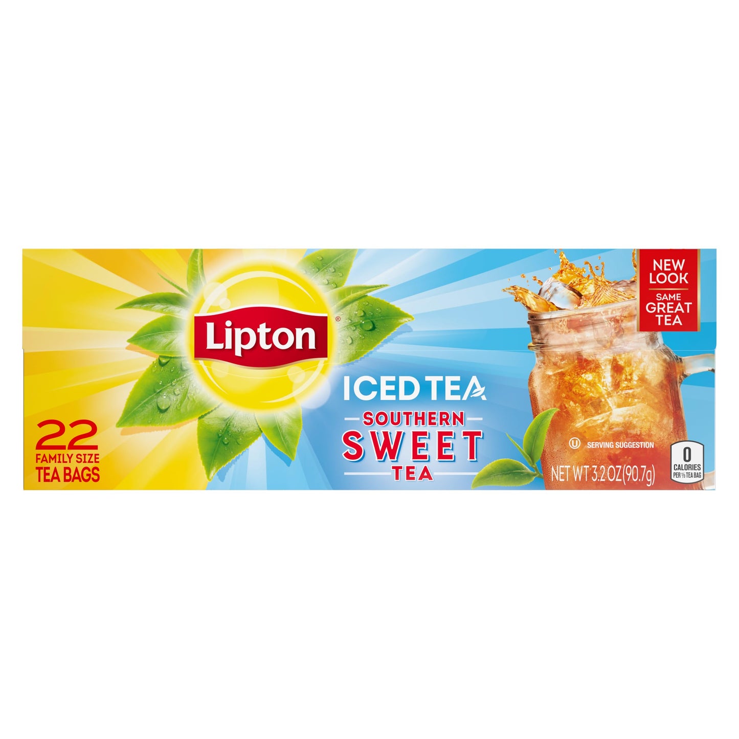 Lipton Family-Sized Black Iced Tea Bags, Southern Sweet Tea 22 Ct (Pack Of 6)