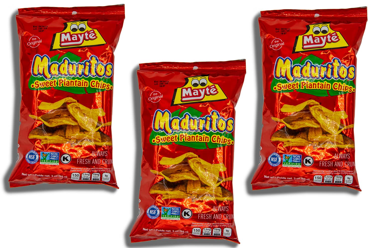 Value 3-Pack - Maduritos Bundle - Includes 3 Bags Sweet Plantain Chips Mayte / Maduritos Dulcesitos Mayte 9Oz Total - Comes In A