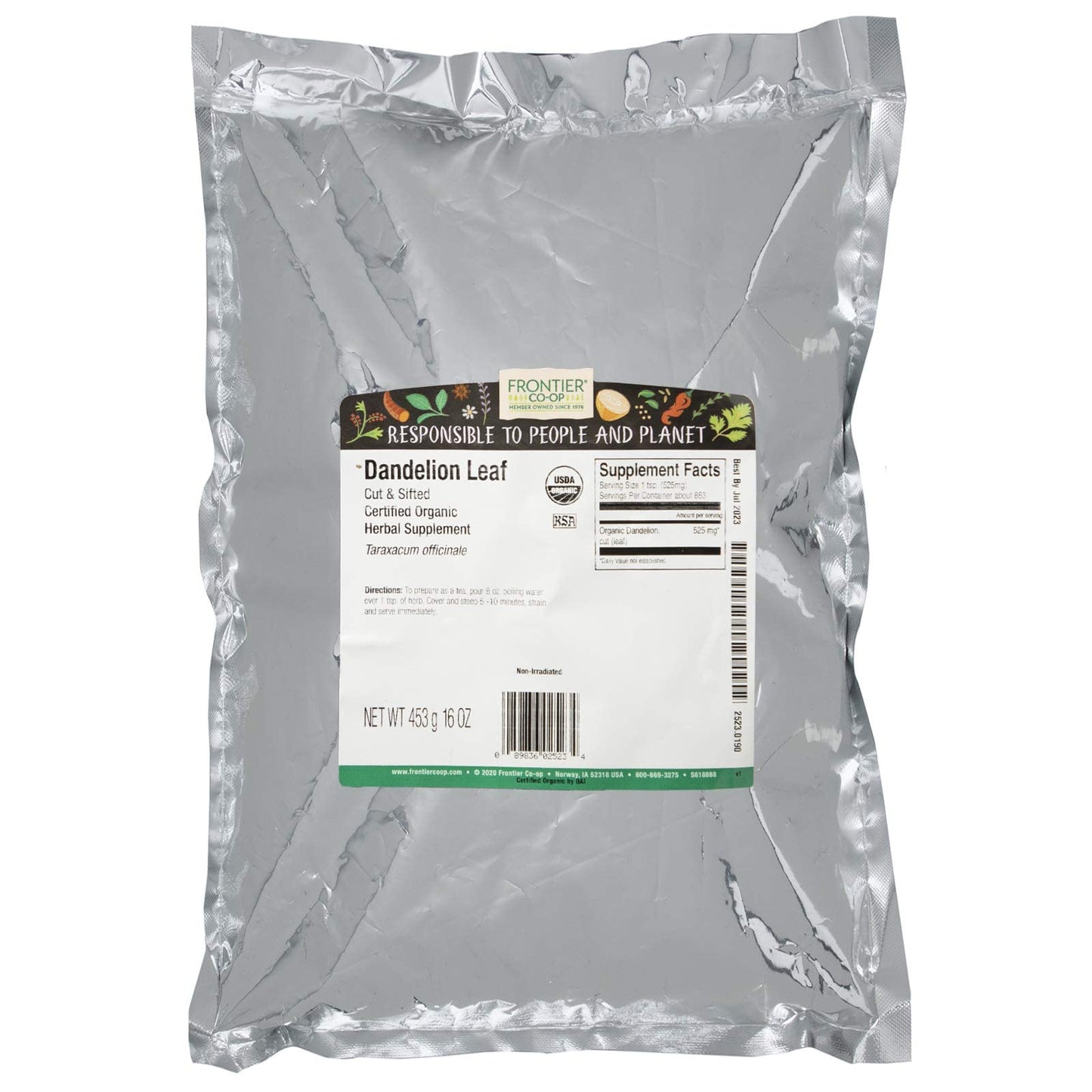 Dandelion Leaf Cut & Sifted Organic - 1 lb,(Frontier)