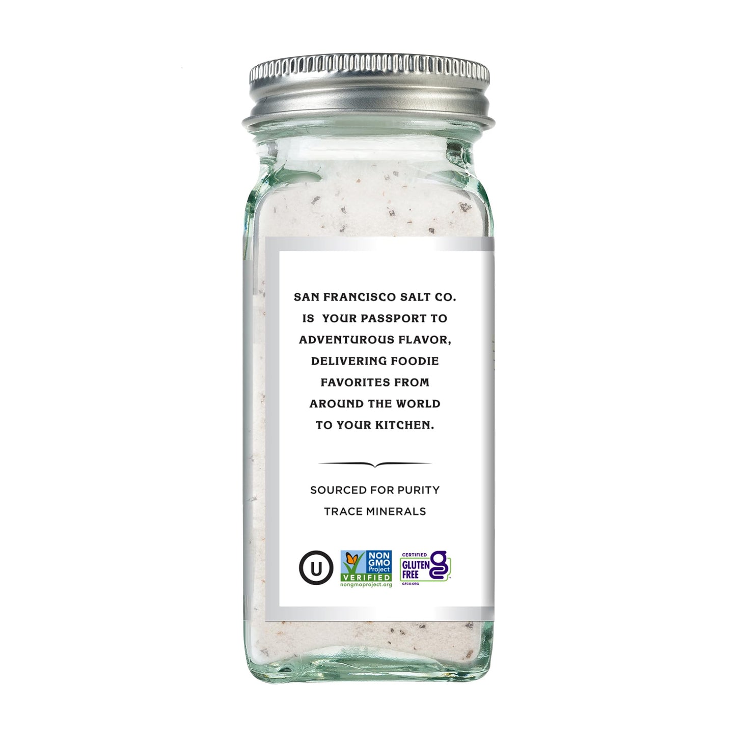 Italian Black Truffle Sea Salt 4 oz. Glass Shaker by San Francisco Salt Company