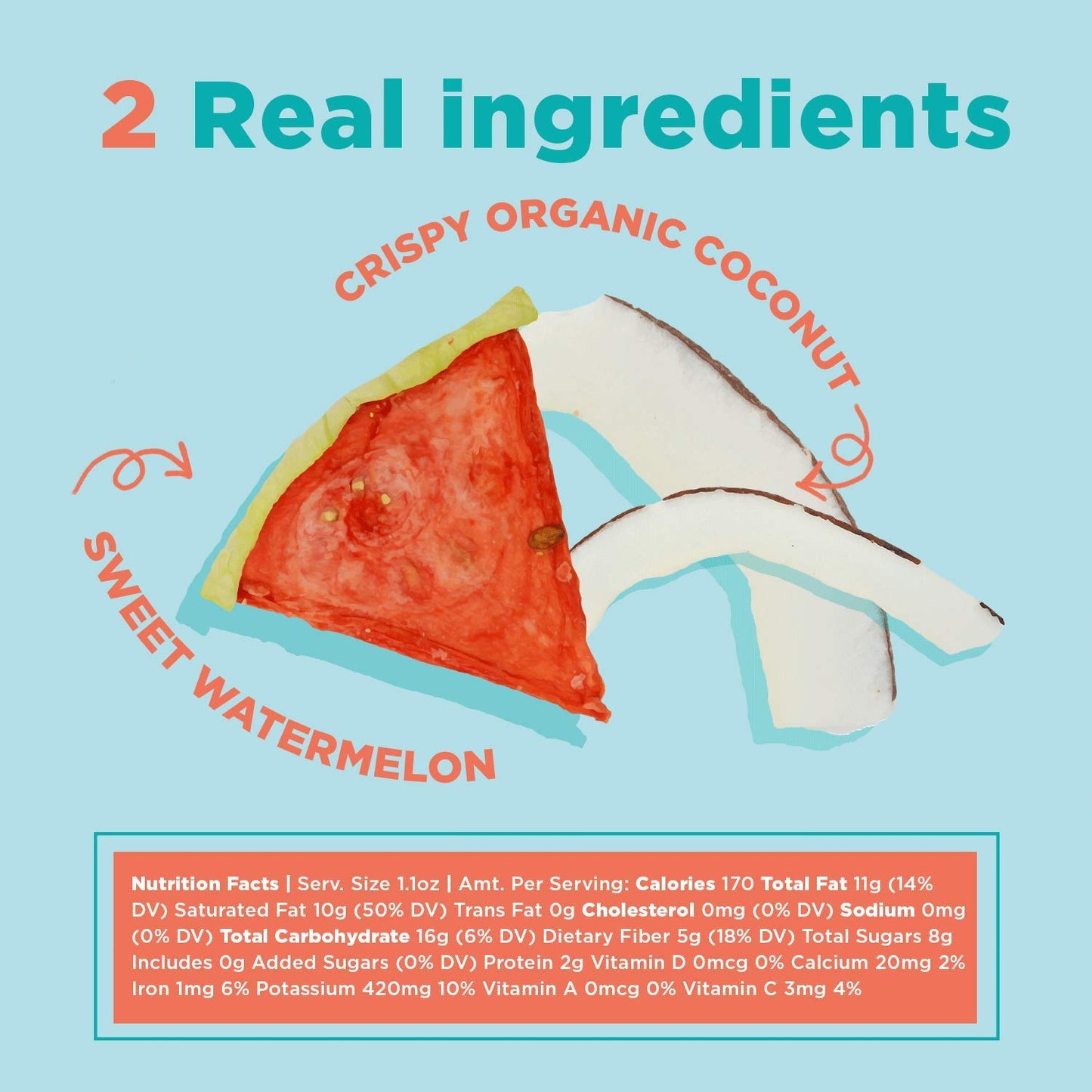 Rind Snacks Coco-Melon Dried Fruit Superfood, Organic Coconut, Watermelon, High Fiber, Vegan, Paleo, Non-Gmo 2.75Oz, Pack Of 6